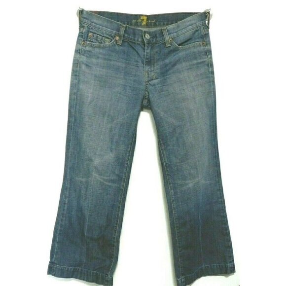 7 FOR ALL MANKIND woman's crop size 28 blue jeans, 26" inseam, 100% cotton - Picture 1 of 5